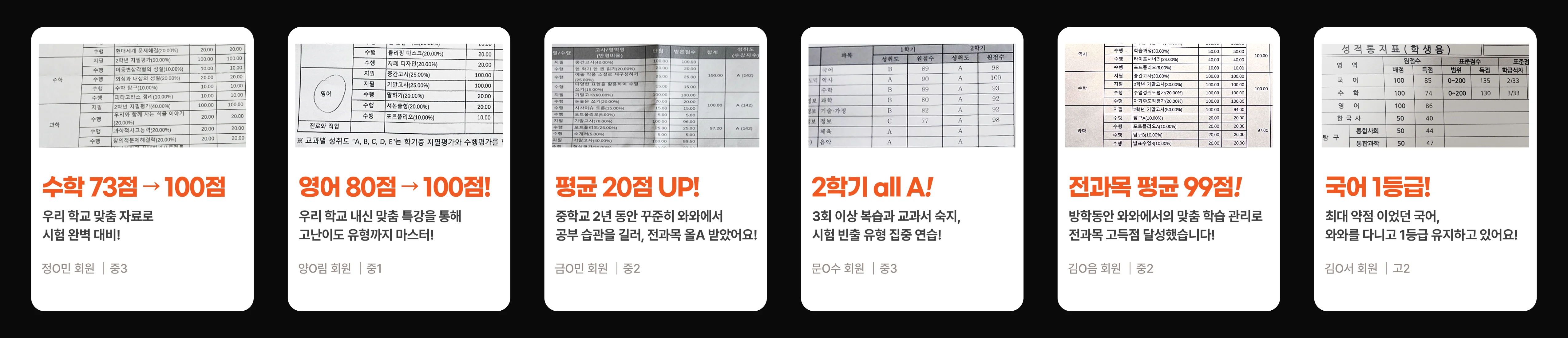 부발읍 초6 영어학원 성적 향상 사례